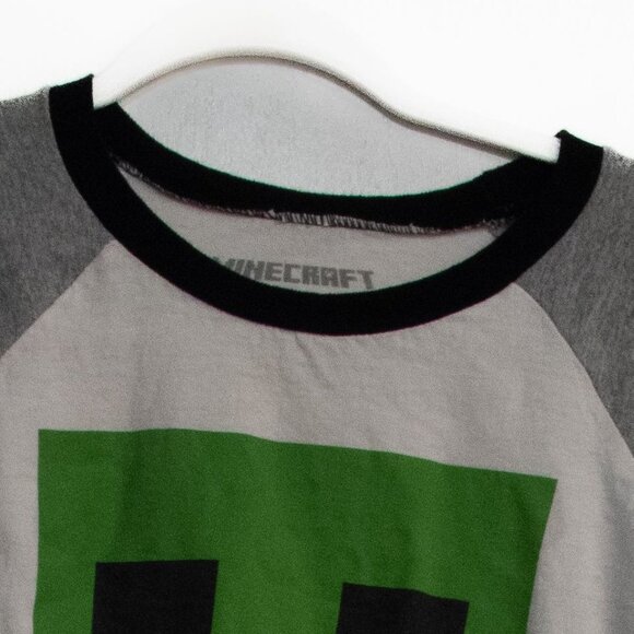 Minecraft Boys Long Sleeve Raglan T-Shirt With Creeper Graphic - Picture 2 of 8